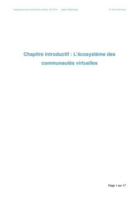 Cahier de pratique community management