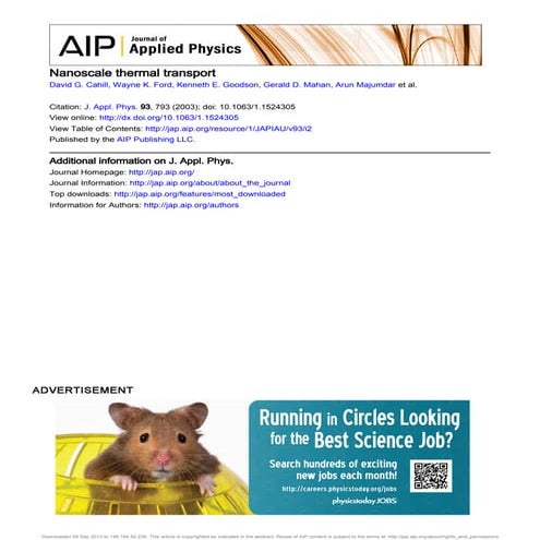 Cahill et al.   nanoscale thermal transport