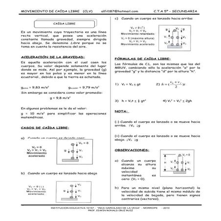 MOVIMIENTO DE CAIDA LIBRE VERTICAL