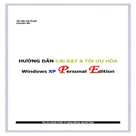 Cai dat va toi uu hoa window xp pe