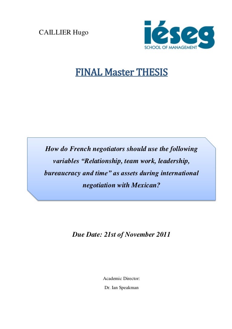 Master thesis agreement