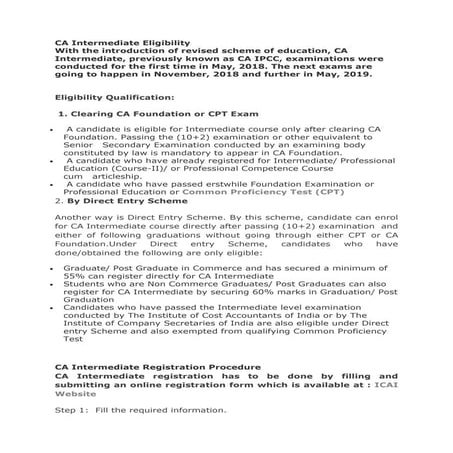 Ca Intermediate Registration Eligibility Pdf