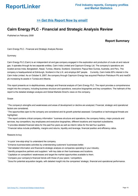 Cairn Energy PLC - Financial and St...