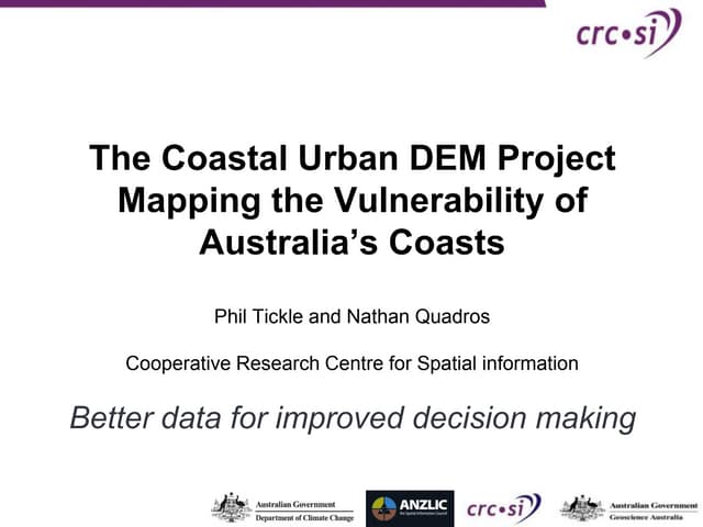 Coastal Urban DEM project - Mapping the vulnerability of Australia's Coast