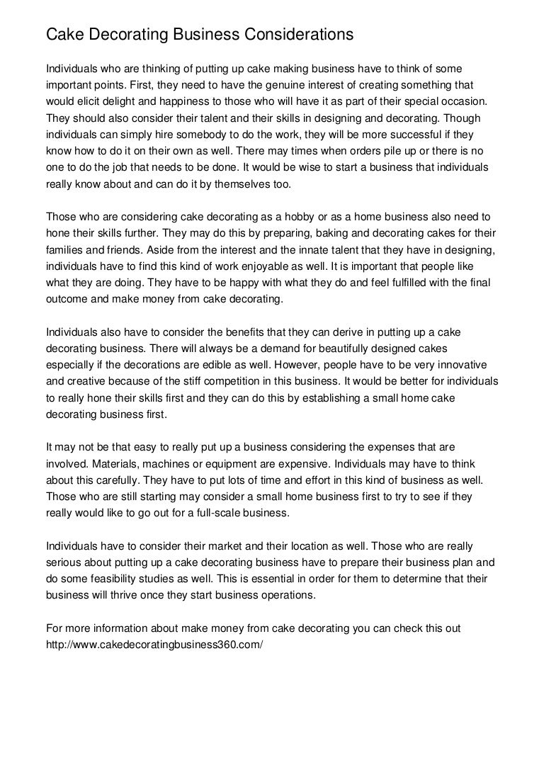 Business plan cake shop image