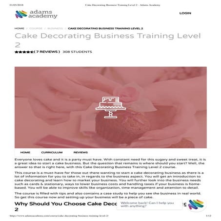 Cake decorating business training level 2  - Adams Academy