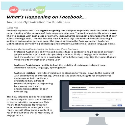 Cake & Socialyse January 2016 Facebook Updates