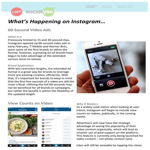 Cake & Socialyse February 2016 Instagram Updates 