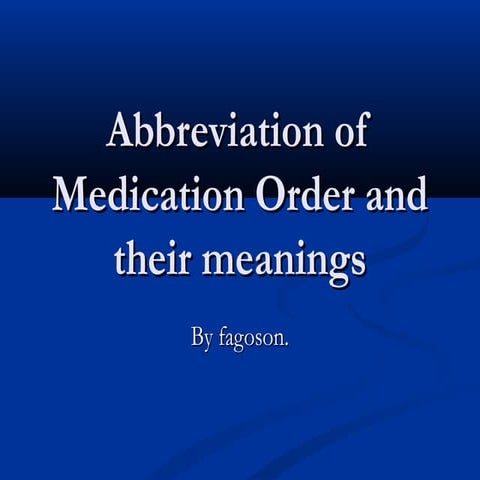 Interpretation Of Prescription or Medication order.