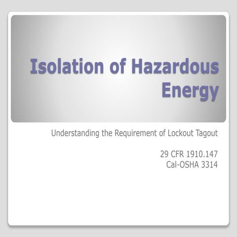 Lock-Out Tag-Out (LOTO) Training