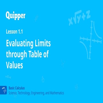 Evaluating Limits through Table of Values