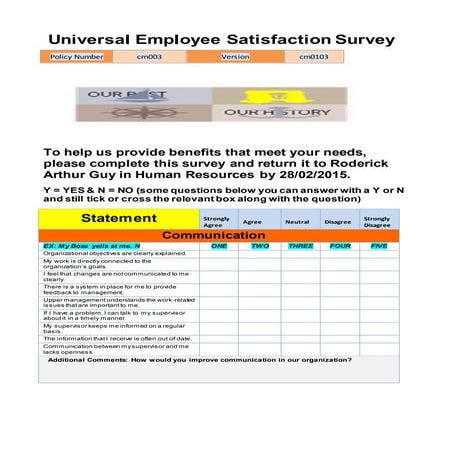 Unit 9 universal employee satisfaction survey