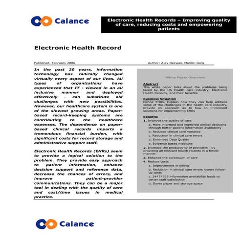 Electronic Health Record System and Its Key Benefits to Healthcare Industry