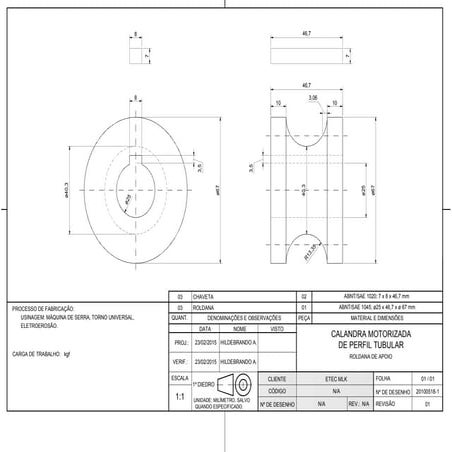 Calandra motorizada peça 1 e 2 - fl01 rev00 | PDF