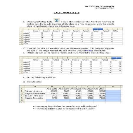 Calc. Practice 2 (1º ESO)