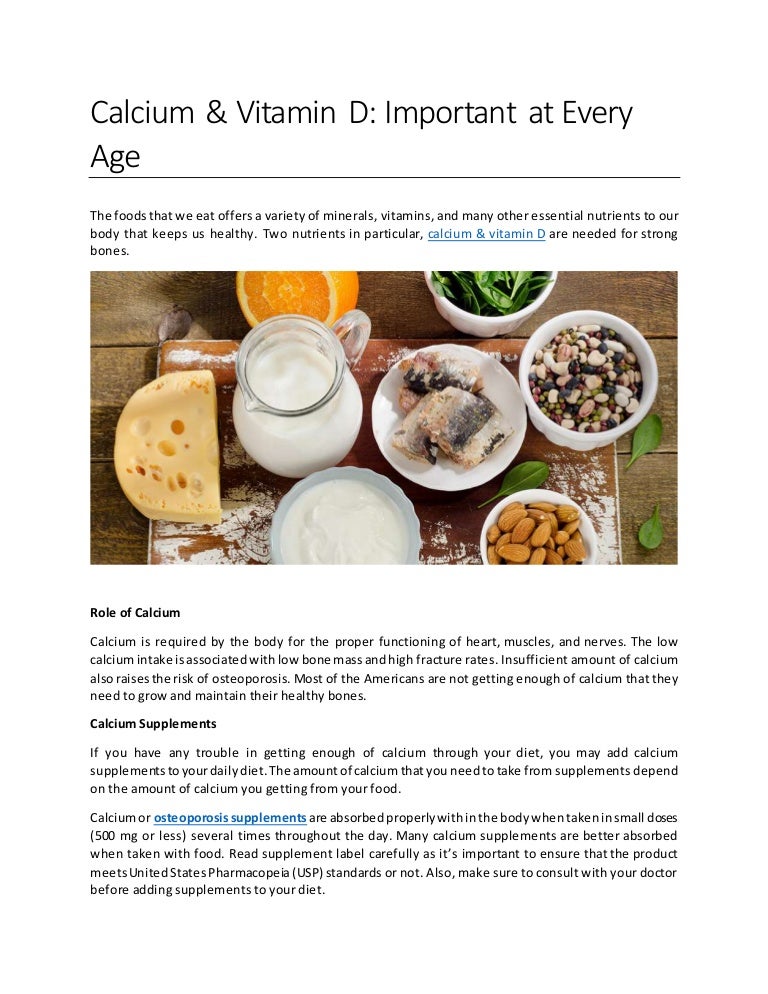 Calcium & Vitamin D Important at Every Age