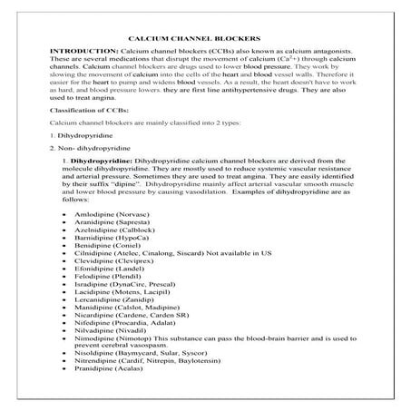 Calcium channel blockers word file