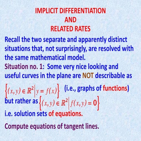 IMPLICIT DIFFERENTIATIONANDRELATED RATES