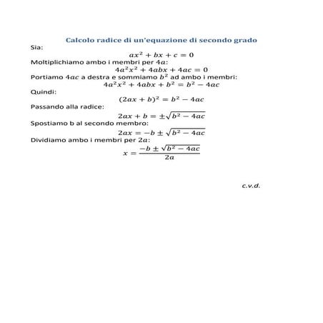 Calcolo radici di un'equazione di secondo grado [sc]