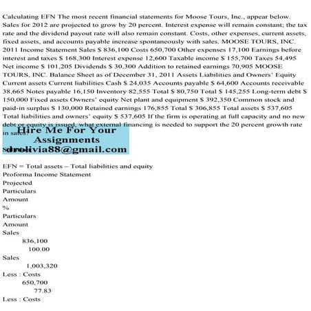 Calculating EFN The most recent financial statements for Moose Tours.pdf