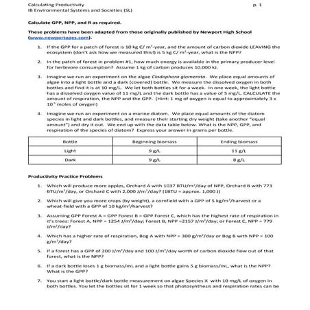 Calculating Productivity