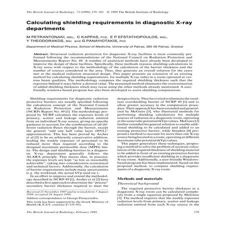 Calculating shielding requirements in diagnostic xray departments | PDF