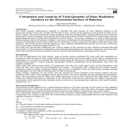 Solar Radiation Calculation Pdf