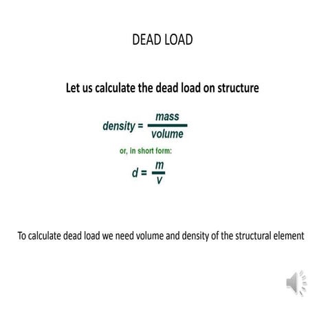 Calculation of dead load
