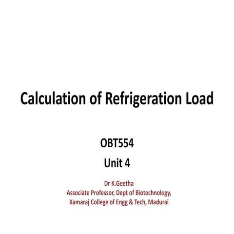 Calculation of refrigeration load 