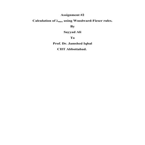 Calculation of λ using woodward fieser rules
