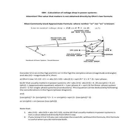 Calculation of voltage drop in power systems r1