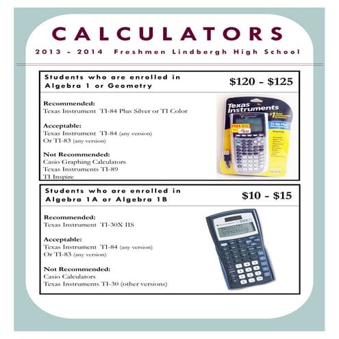 Calculator recommendations | PDF