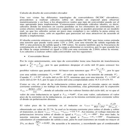 Calculo de diseño de convertidor elevador (1)