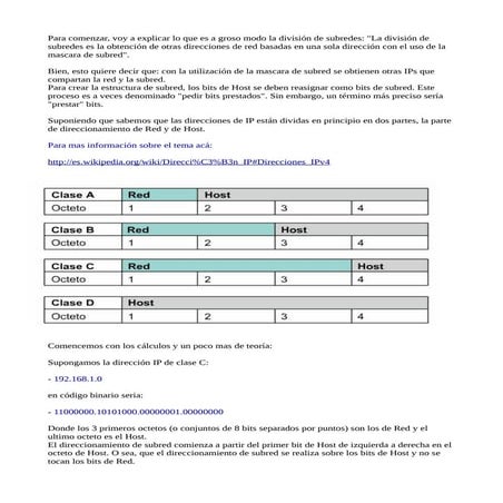 Calculo de sub redes