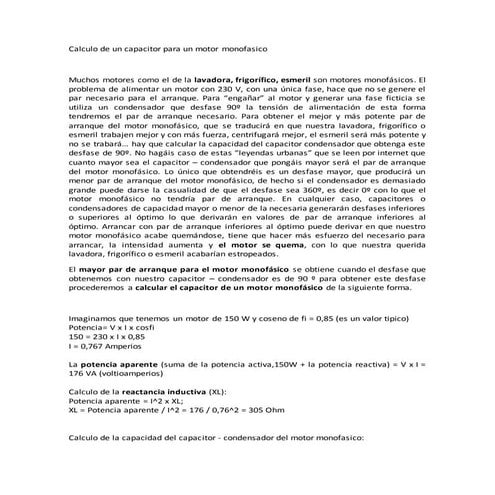 de un para un motor monofasico