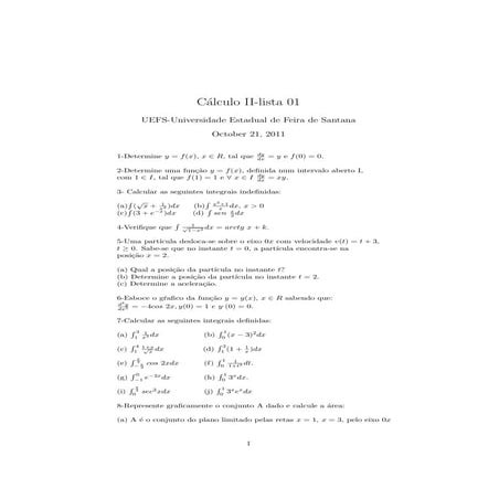 Calculo II   lista 01