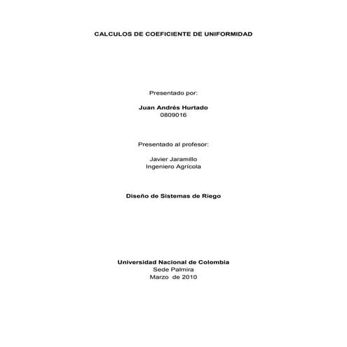 Calculos de coeficiente de uniformidad