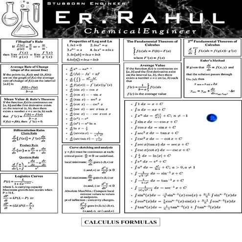 Calculus Formula Sheet Pdf