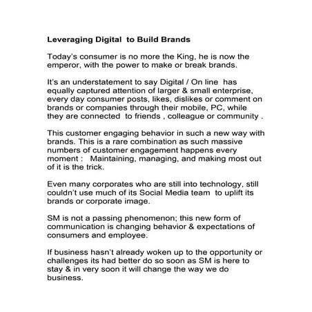 Digital / On line  Business / Marketing 