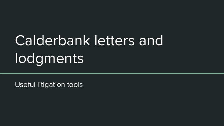 Calderbank Letter Template