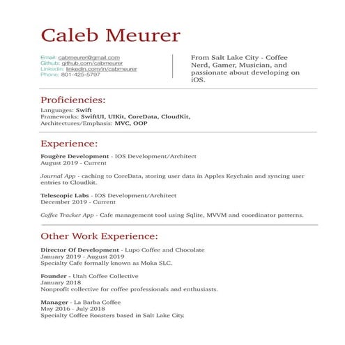 Caleb Meurer Resume