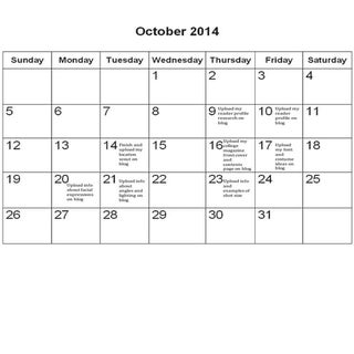 Schedule for October, 2014