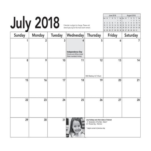 HCPSS Calendar2018-19