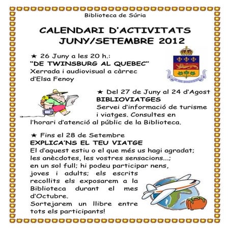 Calendari d'activitats juny/setembre 2012