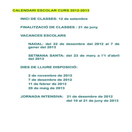 Calendari escolar 12 13