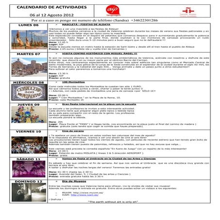 Calendario 06.08   12.08 n