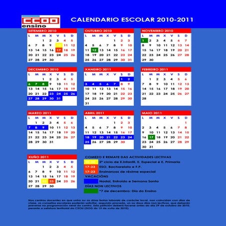 Calendario escolar 2010- 2011