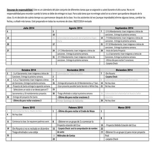 Calendario 2014-2015