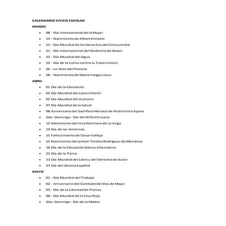 Calendario civico escolar