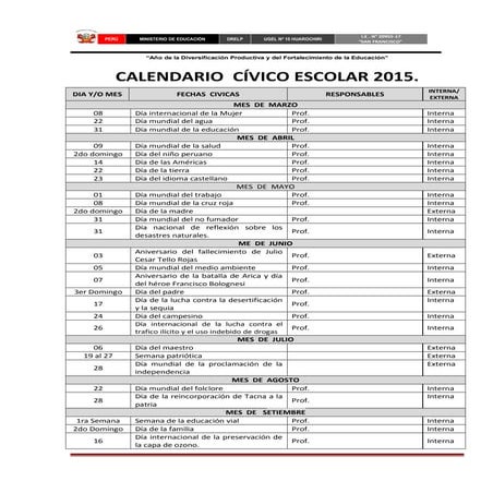 Calendario civico escolar 2015
